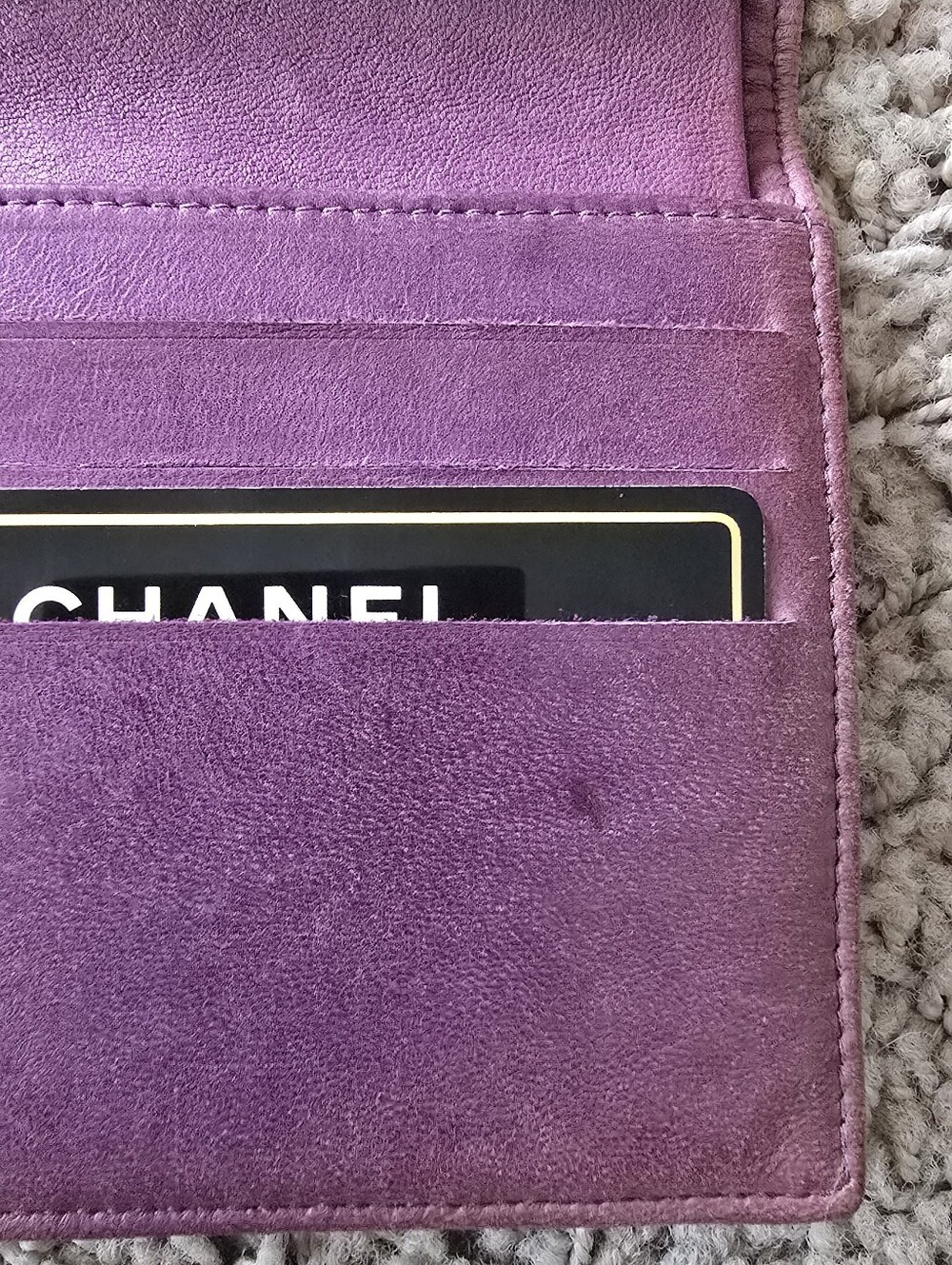 Chanel Purple Textured Leather Wallet - Picture 15 of 16